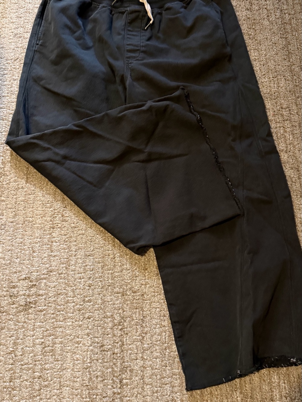 aerie Black Wide-Leg Lounge Pants with Drawstring
